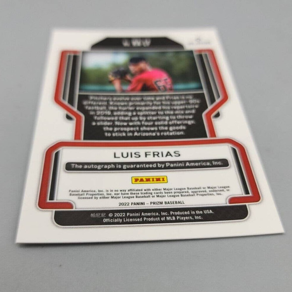 Luis Frias Arizona Diamondbacks 2022 Panini Prizm Rookie Autographed RC #RA-LF - Picture 4 of 6